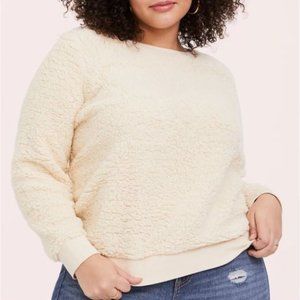 Torrid - IVORY FAUX SHERPA TEDDY SWEATSHIRT